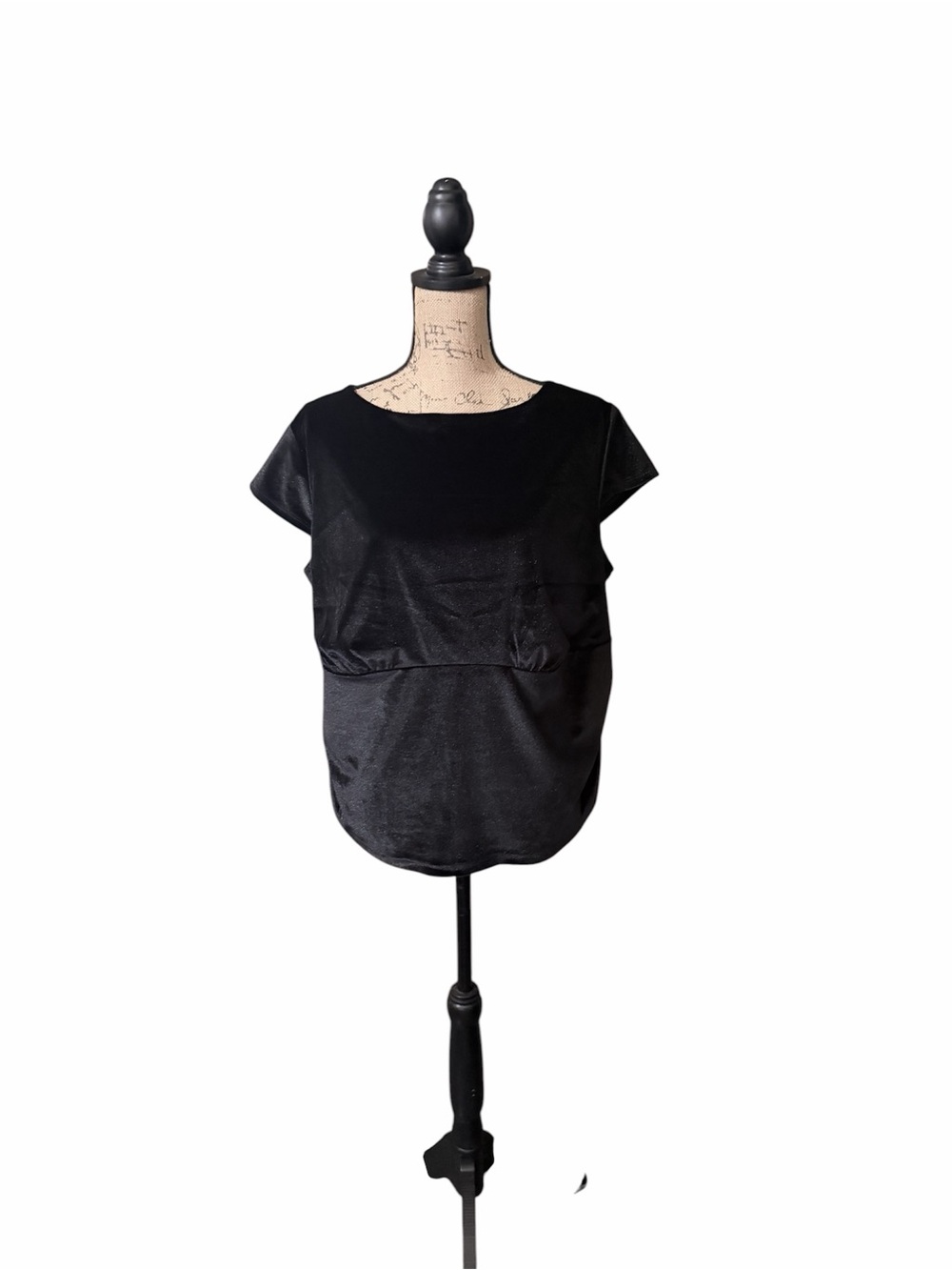 a new day Black Velvet Short Sleeve Top